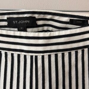 St. John Emma Women's 6 Black White Textured Striped Straight Leg Pants USA